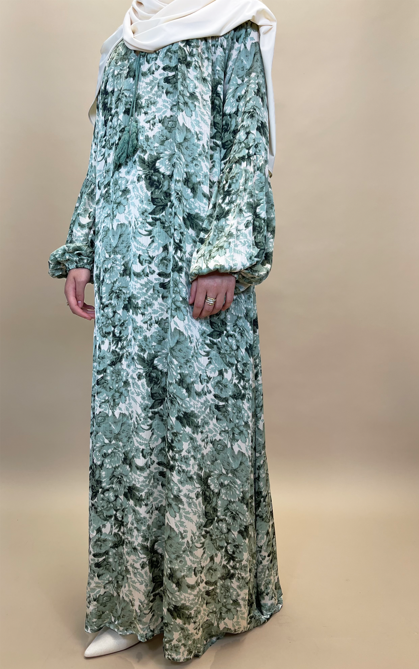 Maxi Dress Flower - Green - Hijab Boutique