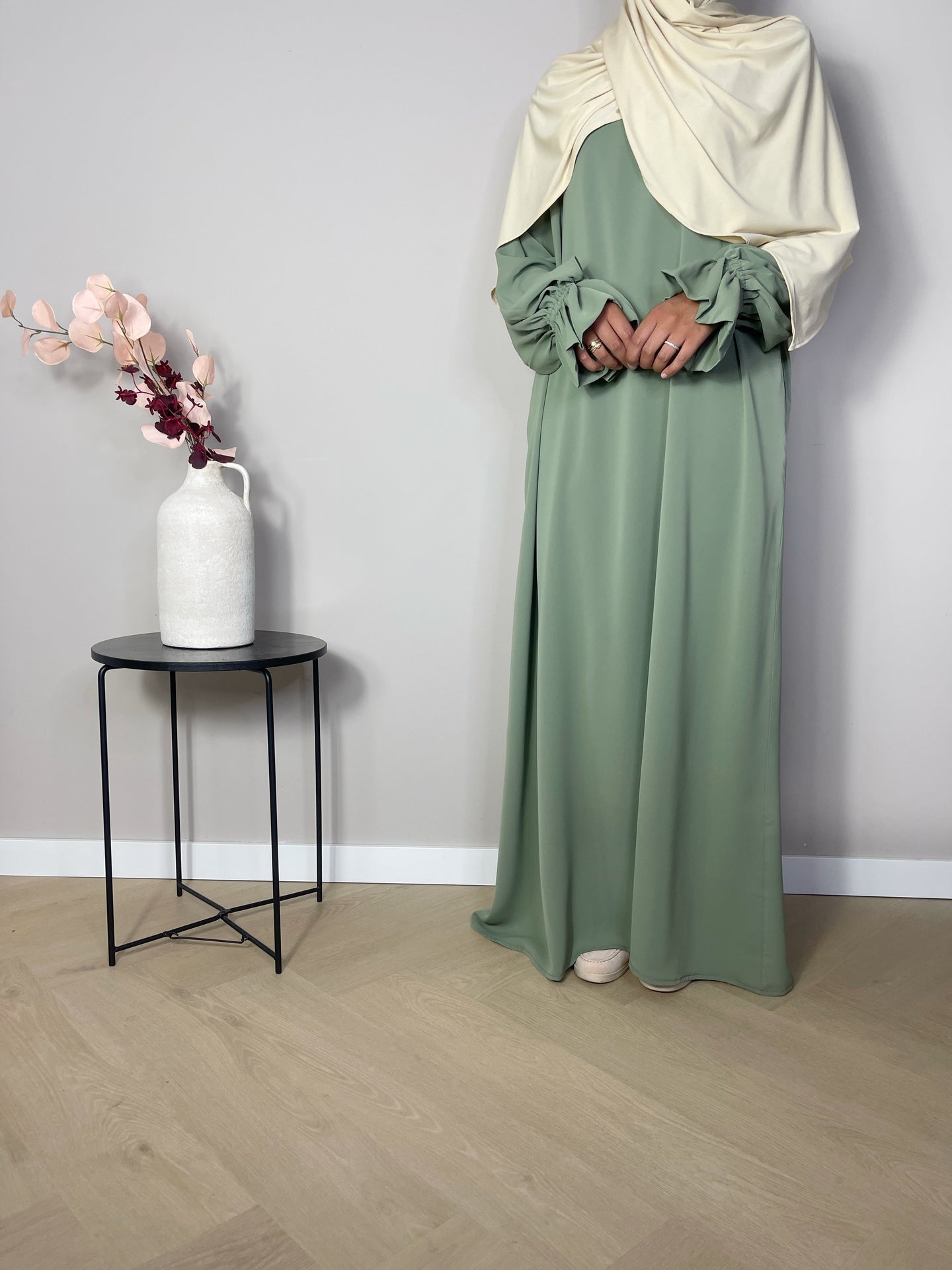 Abaya met elegante mouwtjes - Pistachio