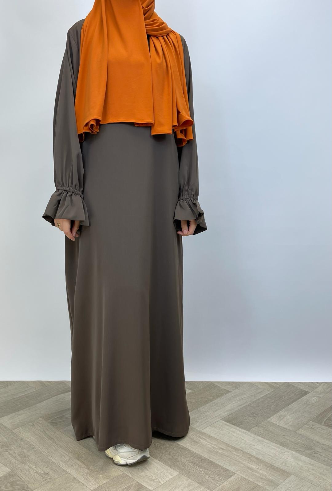 Abaya met elegante mouwtjes - Chocolate