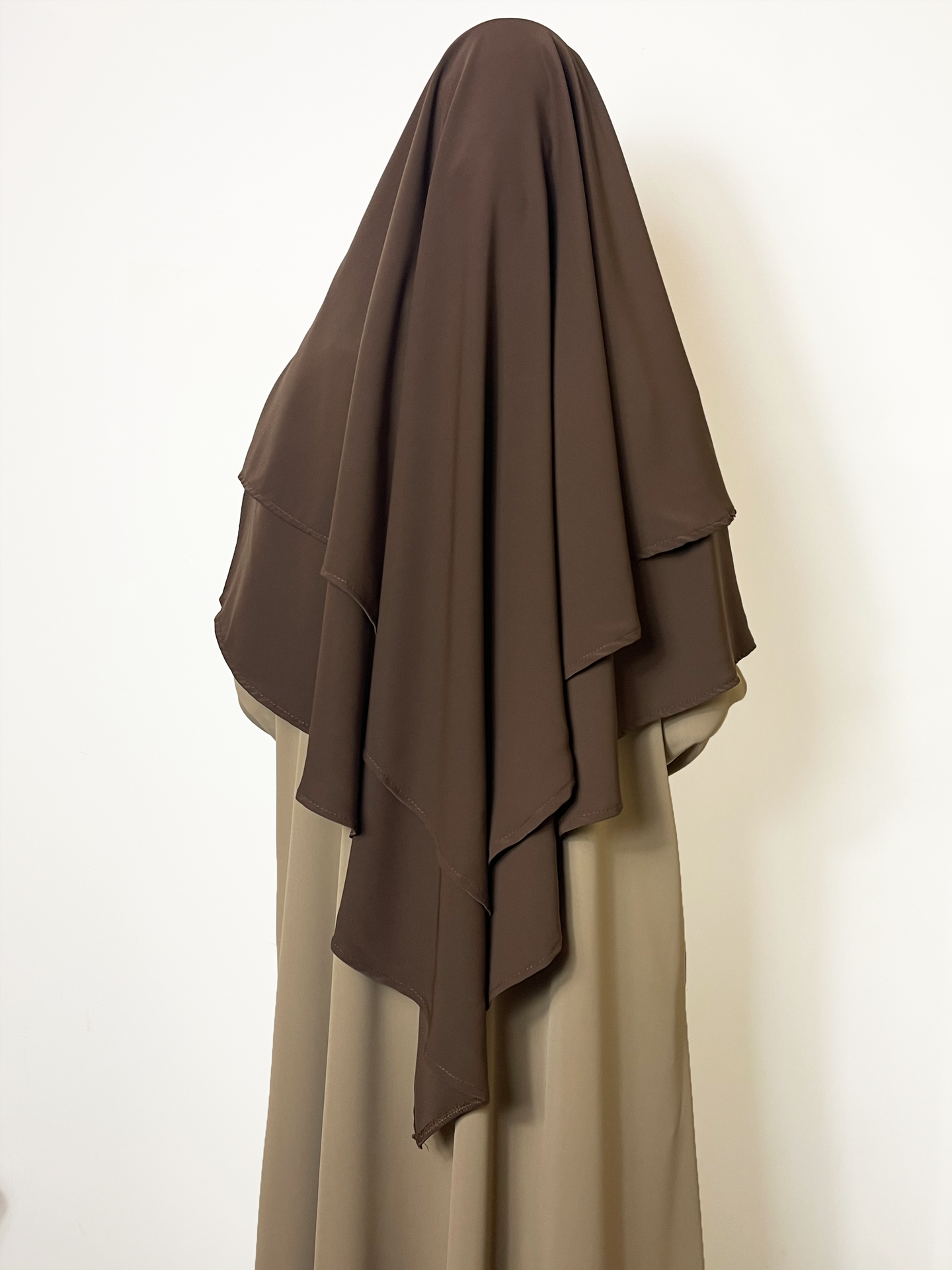 Tie back khimar -  Brown