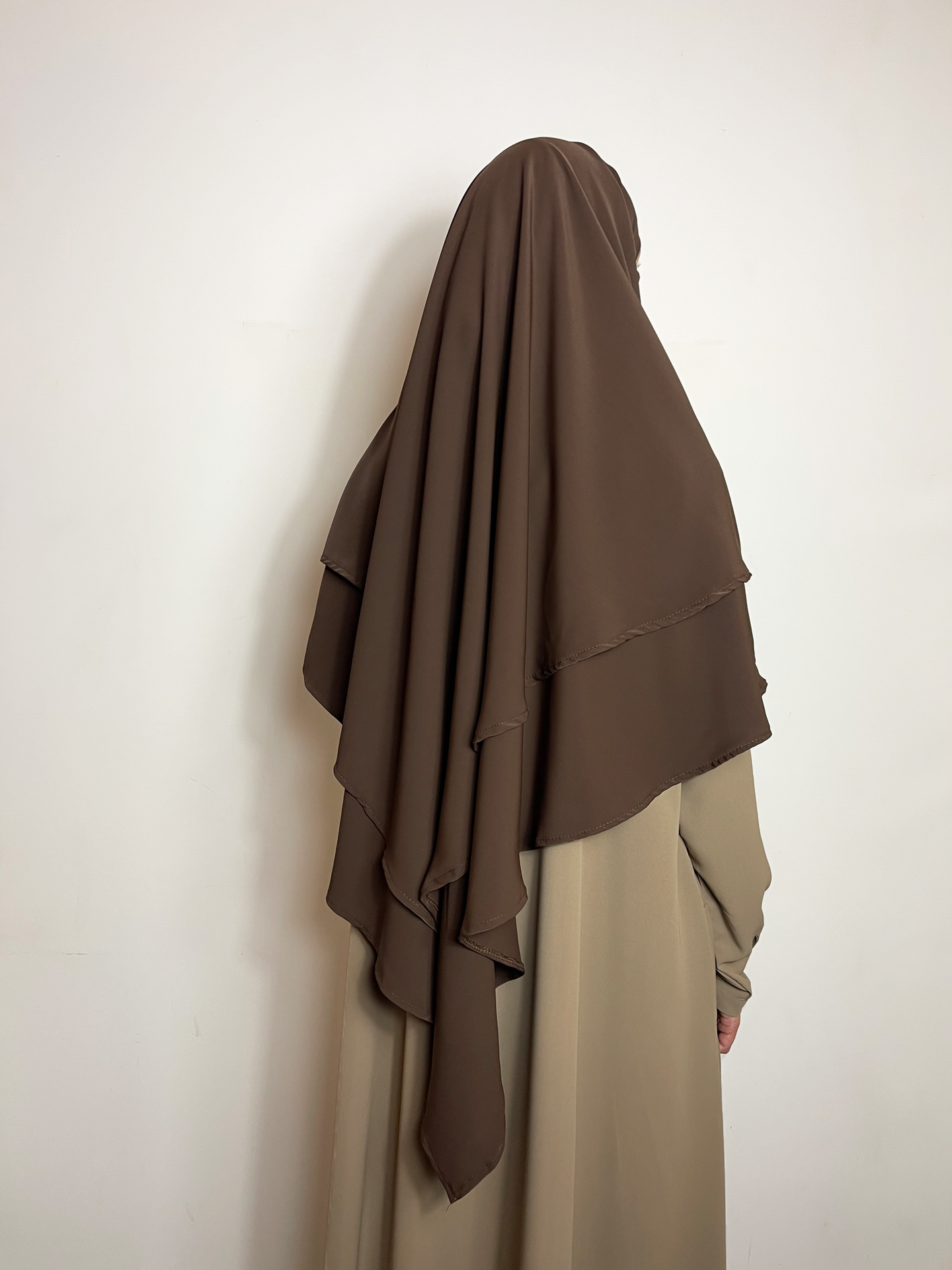 Tie back khimar -  Brown