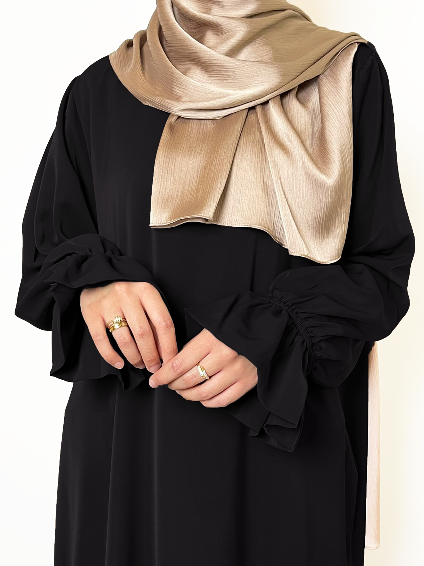 Abaya met elegante mouwtjes - Black - Hijab Boutique